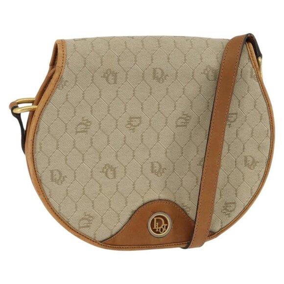 Dior Handbags - Christian Dior Honeycomb Canvas Shoulder Bag PVC Beige Gold Auth BA5629